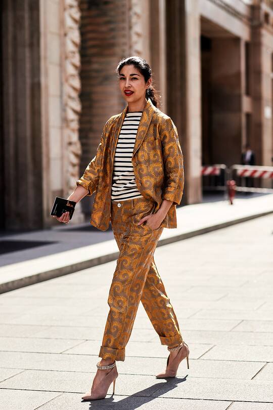 Street Styles zum Thema Anzug an der Fashion Week Mailand im September 2017