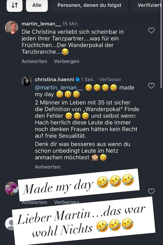 <p>Auf Instagram outet sie einen User, der auf ihre Beziehungen zu Tanzpartner anspielt.</p>