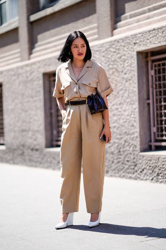 All beige Street Style