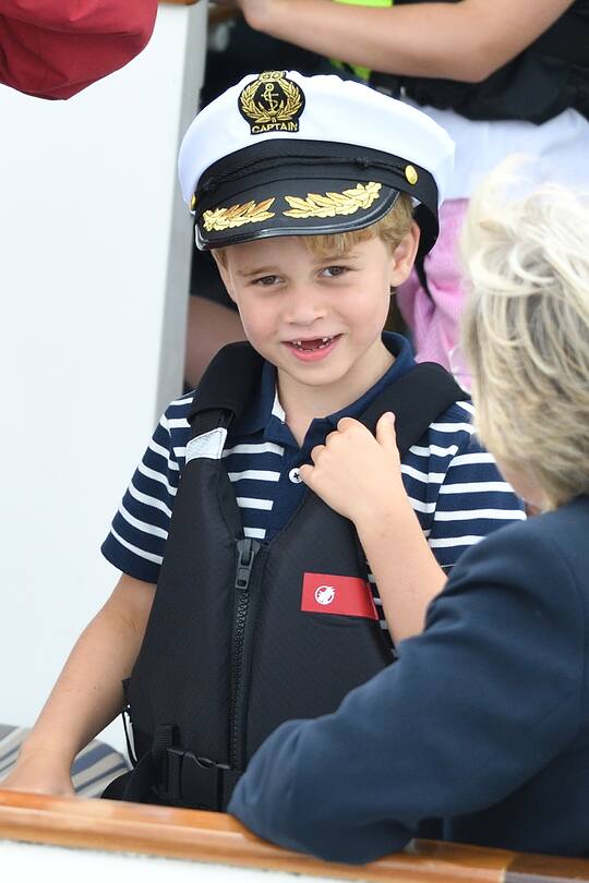 COWES, ENGLAND - AUGUST 08: Prince George attends the King's Cup Regatta on August 08, 2019 in Cowes, England. (Photo by Karwai Tang/WireImage)