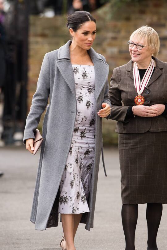 TWICKENHAM, ENGLAND - DECEMBER 18: Meghan, Duchess of Sussex visits the Royal Variety Charity's at Brinsworth House on December 18, 2018 in Twickenham, England. (Photo by Samir Hussein/WireImage)