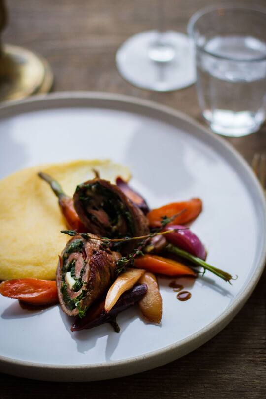 Kalbsrouladen mit Portweingemüse