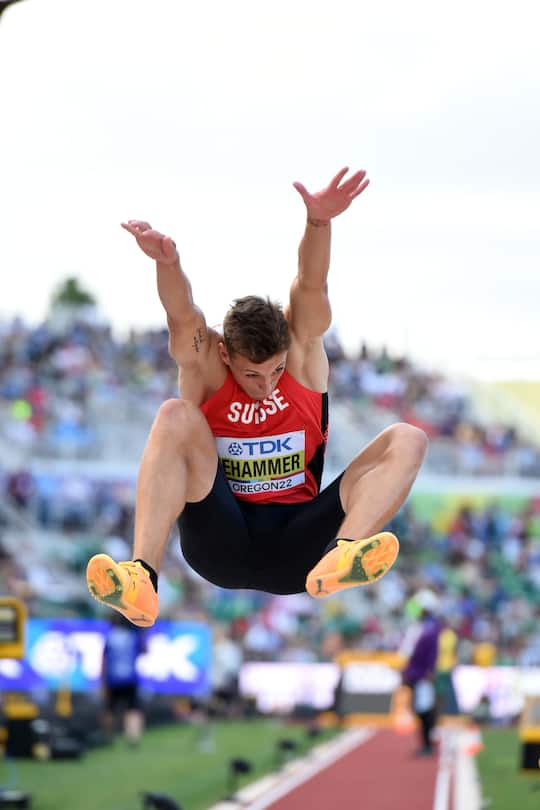 Weitsprung Männer Finale, Simon Ehammer Schweiz, bei der Leichtathletik_WM in Eugene / 160722 *** Track and Field World Athletics Championships, Eugene, USA, 16 July, 2022 ***