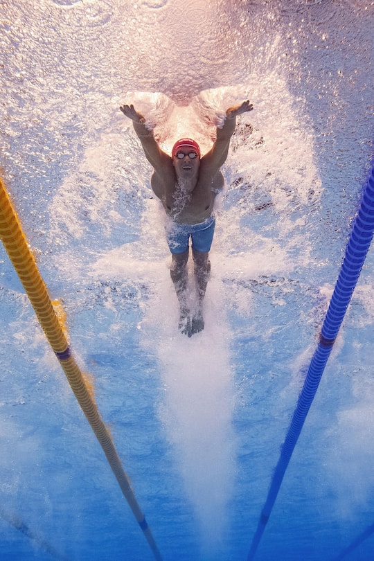 Noe Ponti competes in the Men's 50m Butterfly Semifinal at the World Aquatics Swimming Championships in Fukuoka, Japan, on Sunday, July 23, 2023. (KEYSTONE/Patrick B. Kraemer)
