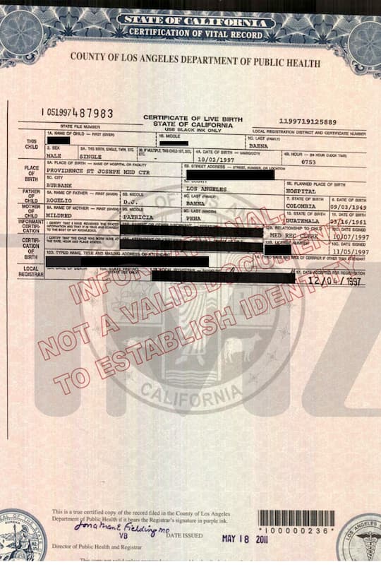 Arnold Schwarzenegger Geburtsurkunde Sohn