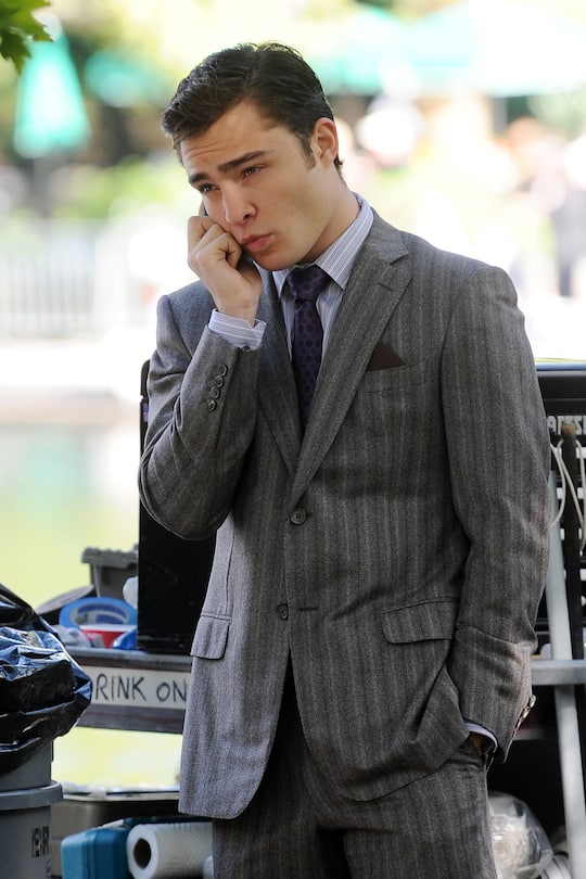 ©2009 RAMEY PHOTO USA, Australia and South Africa rights only Actors Leighton Meester and Ed Westwick film a scene for the TV show 'Gossip Girl', in Central Park, in New York, NY, on October 5 2009. CAU-CG (Photo by Philip Ramey/Corbis via Getty Images)