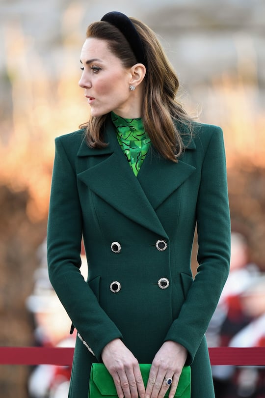 DUBLIN, IRELAND - MARCH 03: (UK OUT FOR 28 DAYS) Catherine, Duchess of Cambridge attenda a commemorative wreath laying ceremony in the Garden of Remembrance at Aras an Uachtarain during day one of their visit to Ireland on March 03, 2020 in Dublin, Ireland. The Garden is dedicated to those who gave their lives for Irish independence.. (Photo by Pool/Samir Hussein/WireImage)