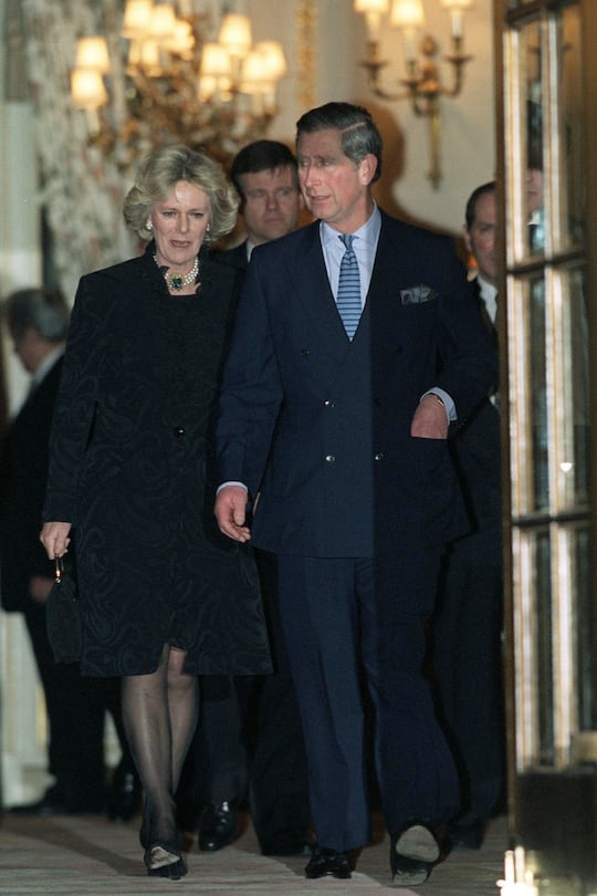LONDON, UNITED KINGDOM - JANUARY 28: Prince Charles And Camilla Parker-bowles Leaving The Ritz Hotel In London After Attending A 50th Birthday Party For Camilla's Sister. (Photo by Tim Graham Photo Library via Getty Images)