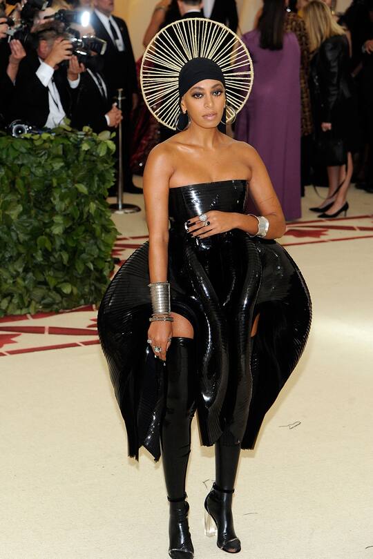 NEW YORK, NY - MAY 07: Solange Knowles attends Heavenly Bodies: Fashion & The Catholic Imagination Costume Institute Gala a the Metropolitan Museum of Art in New York City. (Photo by Rabbani and Solimene Photography/Getty Images)