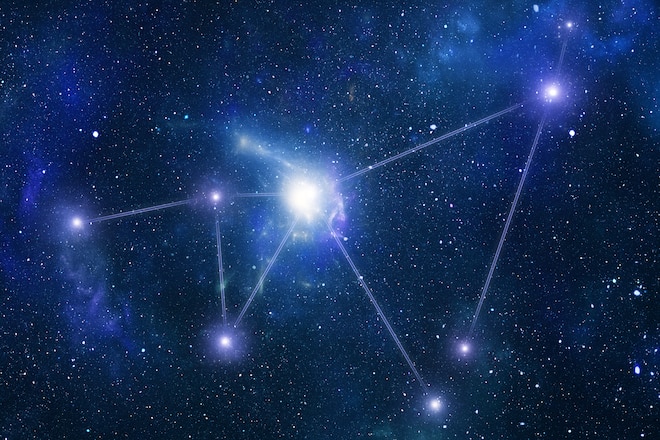 Schematic representation of the zodiacal constellation "Capricornus", color corresponds to a zodiac sign