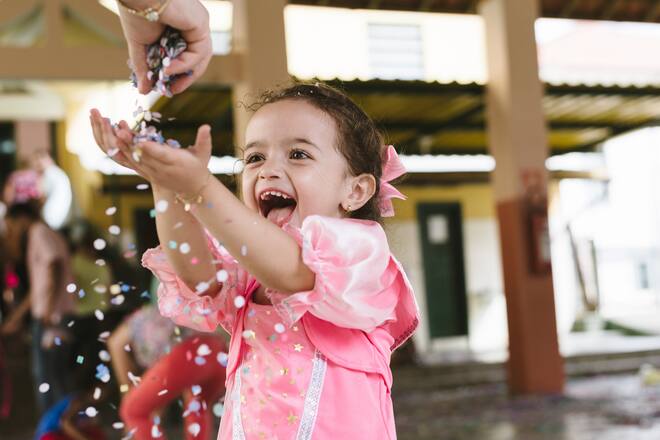 Child at school carnival in Brazil