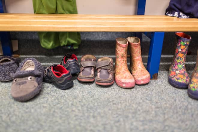 Kinderschuhe und Finken in Garderobe