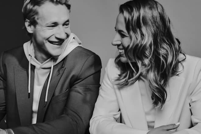 Jasmine Flury und Marco Odermatt fotografiert an der Swiss Ski Werbewoche in Dübendorf für SI SKI 2023