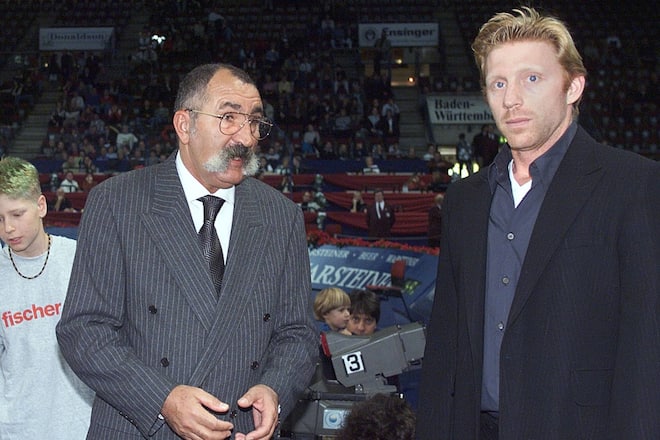 Bildnummer: 10003332  Datum: 25.10.1998  Copyright: imago/Pressefoto BaumannEurocard Open 1998 Tiriac Ion ; Becker Boris ; Tennis 1998 quadrat Image number 10003332 date 25 10 1998 Copyright imago  Baumann Euro Card Open 1998 Tiriac Ion Becker Boris Tennis 1998 Square