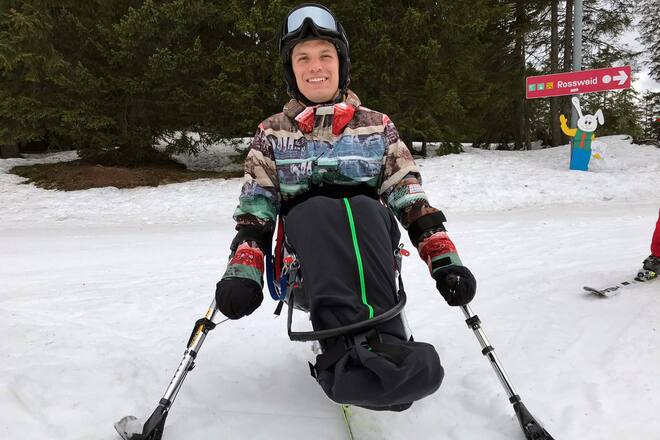 Jetzt oder NieLorenzo Parisi auf dem Monoskibob2019Copyright: SRF