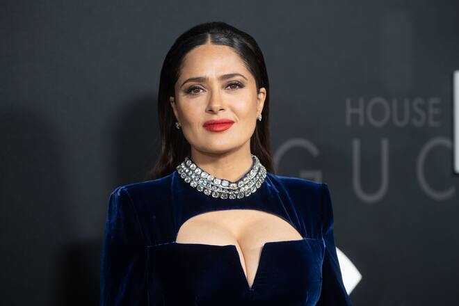 NEW YORK, NEW YORK - NOVEMBER 16: Salma Hayek attends the "House Of Gucci" New York Premiere at Jazz at Lincoln Center on November 16, 2021 in New York City. (Photo by Michael Ostuni/Patrick McMullan via Getty Images)
