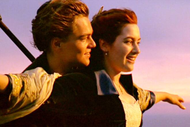 LOS ANGELES - DECEMBER 19: The movie "Titanic", written and directed by James Cameron. Seen here from left, Leonardo DiCaprio as Jack and Kate Winslet as Rose. Initial USA theatrical wide release December 19, 1997. Screen capture. Paramount Pictures. (Photo by CBS via Getty Images)