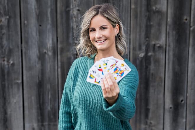 Fabienne BamertModeratorin Samschtig-Jass2019Copyright: SRF/Mirco Rederlechner