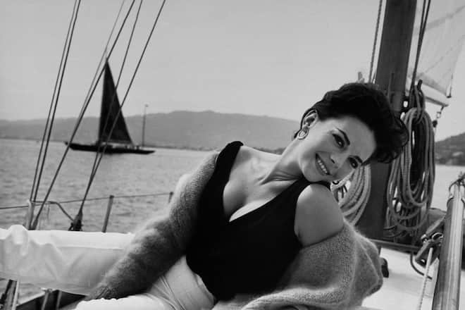 Actress Natalie Wood sexily lounging on deck of sail boat. (Photo by Paul Schutzer/The LIFE Picture Collection via Getty Images)