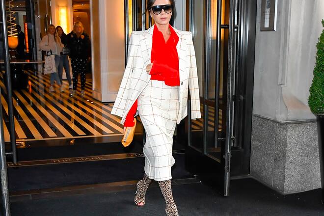 NEW YORK, NY - OCTOBER 17: Victoria Beckham is seen coming out of The Mark Hotel on October 17, 2019 in New York City. (Photo by Raymond Hall/GC Images)