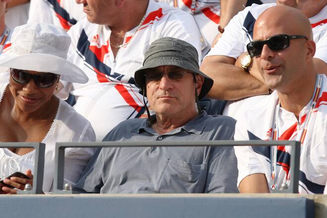 UNITED STATES - SEPTEMBER 09: Actor Robert De Niro (center) sits in Novak Djokovic's player box at Arthur Ashe Stadium, along with the Serbian player's family and friends, to cheer him on during his 2007 U.S. Open men's final against Roger Federer of Switzerland. (Photo by Corey Sipkin/NY Daily News Archive via Getty Images)