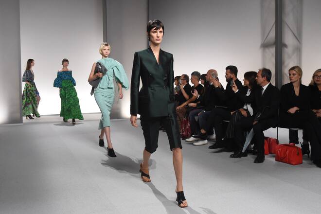PARIS, FRANCE - SEPTEMBER 29: Models walk the runway during the Givenchy Womenswear Spring/Summer 2020 show as part of Paris Fashion Week on September 29, 2019 in Paris, France. (Photo by Stephane Cardinale - Corbis/Corbis via Getty Images)