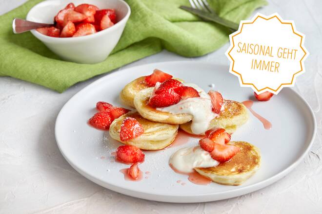 Mehr Schweiz im Teller Rezept Swissmilk Pancakes mit Erdbeerquark