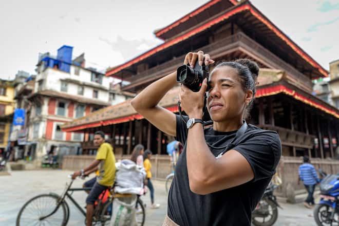 SRK Projektbesuche in Nepal im Distrikt Dang Deukhuri. SRK Botschafterin Munjinga Kambundji besucht die Sehenswuerdikeiten in der Hautstadt Kathmandu. September 2022 Bild © Remo Naegeli