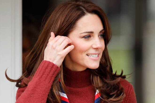 EPPING, UNITED KINGDOM - MARCH 28: (EMBARGOED FOR PUBLICATION IN UK NEWSPAPERS UNTIL 24 HOURS AFTER CREATE DATE AND TIME) Catherine, Duchess of Cambridge visits the Scouts' headquarters at Gilwell Park, to learn more about the organisation's new pilot scheme to bring Scouting to younger children on March 28, 2019 in Epping, England. The Duchess's visit to Gilwell Park also celebrates the site's 100th anniversary year. (Photo by Max Mumby/Indigo/Getty Images)