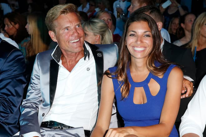 RUST, GERMANY - JUNE 08: Dieter Bohlen and Carina Walz attend the 'Fashion World Camp David und Soccx' Store Opening on June 08, 2014 in Rust, Germany. (Photo by Franziska Krug/Getty Images)
