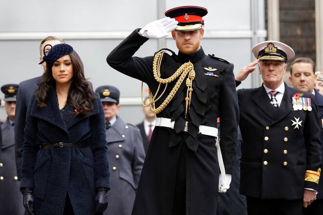 LONDON, ENGLAND - NOVEMBER 07: Prince Harry, Duke of Sussex and Meghan, Duchess of Sussex attend the 91st Field of Remembrance at Westminster Abbey on November 7, 2019 in London, England. (Photo by Kirsty Wigglesworth - WPA Pool/Getty Images)
