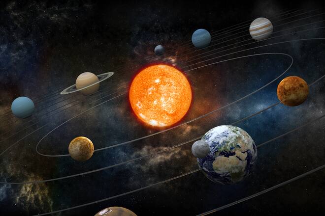 "Solar system model with sun at the center, nine planets and moon orbiting. High resolution 3D render.Opacity and bump textures for the earth and other planets map prepared via tracing images from www.nasa.gov.Earth texture:http://veimages.gsfc.nasa.gov/2431/land_ocean_ice_cloud_2048.jpg"