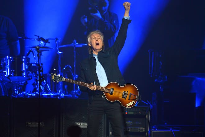 LONDON, ENGLAND - DECEMBER 16: Sir Paul McCartney performs live on stage at the O2 Arena during his 'Freshen Up' tour, on December 16, 2018 in London, England. (Photo by Jim Dyson/Getty Images)