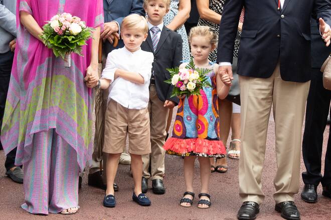MONACO, MONACO - SEPTEMBER 06: Prince Jacques and Princess Gabriella of Monaco join their parents Prince Albert II of Monaco and Princess Charlene of Monaco attend the traditional Monaco Picnic on September 06, 2019 in Monaco. (Photo by David Niviere - PLS Pool/Getty Images)