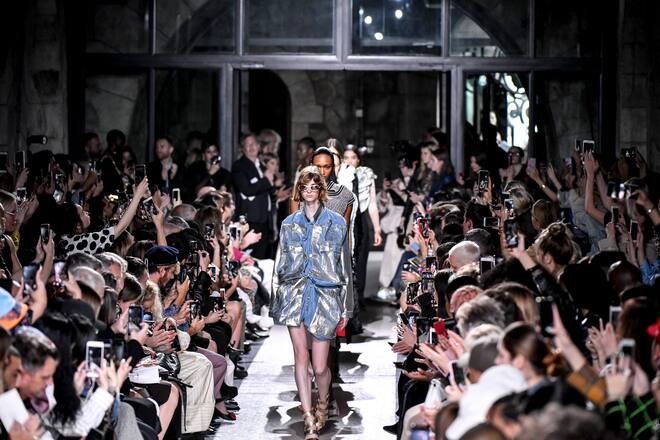 PARIS, FRANCE - SEPTEMBER 26: A model walks the runway during the Y/Project Ready to Wear Spring/Summer 2020 fashion show as part of Paris Fashion Week on September 26, 2019 in Paris, France. (Photo by SAVIKO/Gamma-Rapho via Getty Images)