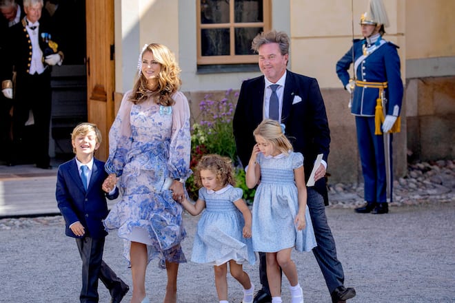14-08-2021 Sweden Christening of Prince Julian in the Royal Chapel of Drottningholm Palace in Sweden. Princess Madeleine and Christopher ONeill and Princess Leonore and Prince Nicolas and Princess Adrienne PUBLICATIONxINxGERxSUIxAUTxONLY Copyright: xPPEx