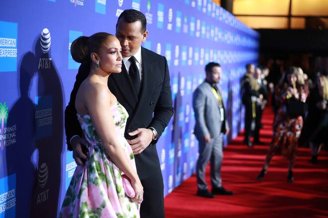 PALM SPRINGS, CALIFORNIA - JANUARY 02: (L-R) Jennifer Lopez and Alex Rodriguez attend the 31st Annual Palm Springs International Film Festival Film Awards Gala at Palm Springs Convention Center on January 02, 2020 in Palm Springs, California. (Photo by Rich Fury/Getty Images for Palm Springs International Film Festival)