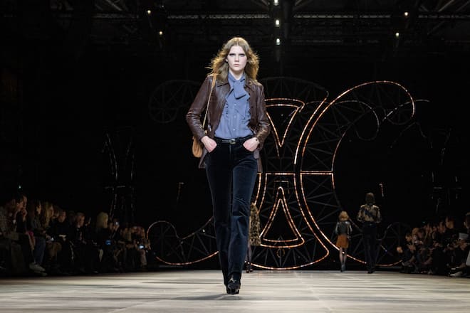 PARIS, FRANCE - FEBRUARY 28: (EDITORIAL USE ONLY) A model walks the runway during the Celine show as part of the Paris Fashion Week Womenswear Fall/Winter 2020/2021 on February 28, 2020 in Paris, France. (Photo by Peter White/Getty Images)