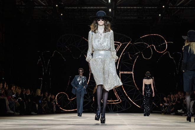 PARIS, FRANCE - FEBRUARY 28: (EDITORIAL USE ONLY) A model walks the runway during the Celine show as part of the Paris Fashion Week Womenswear Fall/Winter 2020/2021 on February 28, 2020 in Paris, France. (Photo by Peter White/Getty Images)