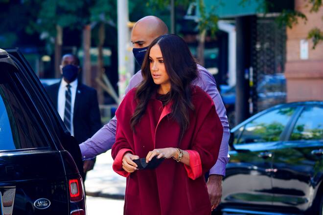 NEW YORK, NEW YORK - SEPTEMBER 24: Meghan, Duchess of Sussex is seen on September 24, 2021 in New York City. (Photo by Gotham/GC Images)
