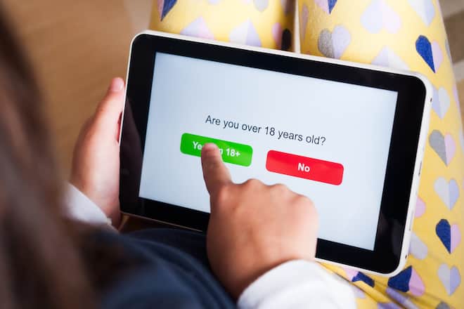 An image depicting how easy is for a child to access adult content on the internet using wireless devices