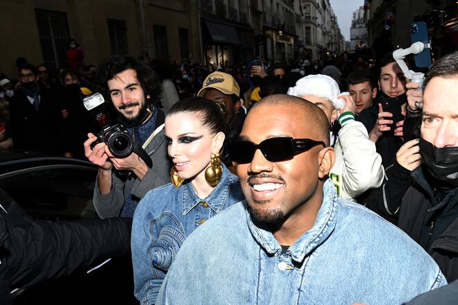 PARIS, FRANCE - JANUARY 23: Ye and Julia Fox attend the Kenzo Fall/Winter 2022/2023 show as part of Paris Fashion Week on January 23, 2022 in Paris, France. (Photo by Pascal Le Segretain/Getty Images)