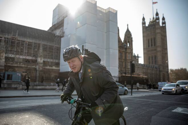 LONDON, ENGLAND - APRIL 01: MP Boris Johnson cycles into Westminster on April 1, 2019 in London, England. MPs in Parliament will vote on alternative arrangements for Brexit in a series of indicative votes tonight after Mrs May's deal was defeated for a third time in the House of Commons last week.(Photo by Dan Kitwood/Getty Images)