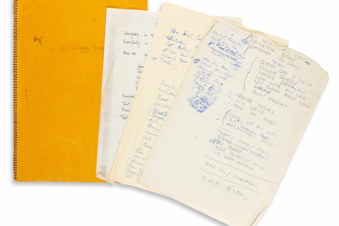 Die originale Notitzbücher von Freddie Mercury