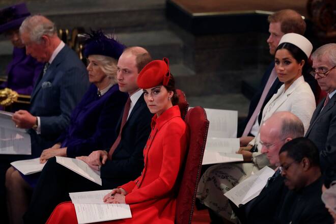 Prinz William, Prinzessin Kate, Prinz Harry und Meghan am Commonwealth Day 2019.