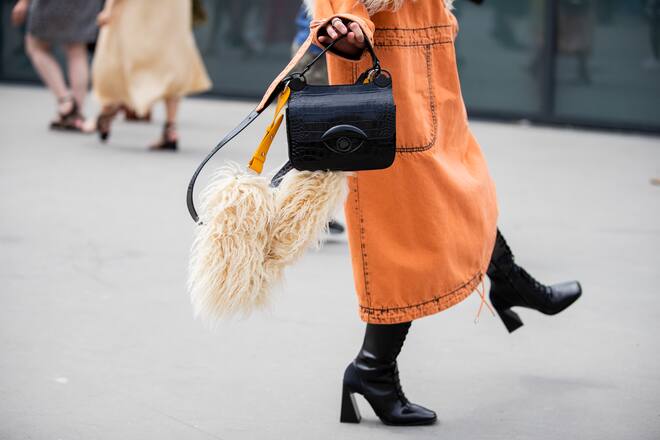 PARIS, FRANCE - JUNE 23: Kozue Akimoto is seen wearing orange dress, black Kenzo bag outside Kenzo during Paris Fashion Week - Menswear Spring/Summer 2020 on June 23, 2019 in Paris, France. (Photo by Christian Vierig/Getty Images)