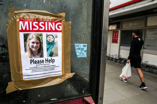 Sarah Everard Missing A poster appealing for information in Clapham, London, after Sarah Everard, 33, disappeared after leaving a friend s house last week. Picture Date: Monday March 8, 2021. PUBLICATIONxINxGERxSUIxAUTxONLY Copyright: xKieranxCleevesx 58500067