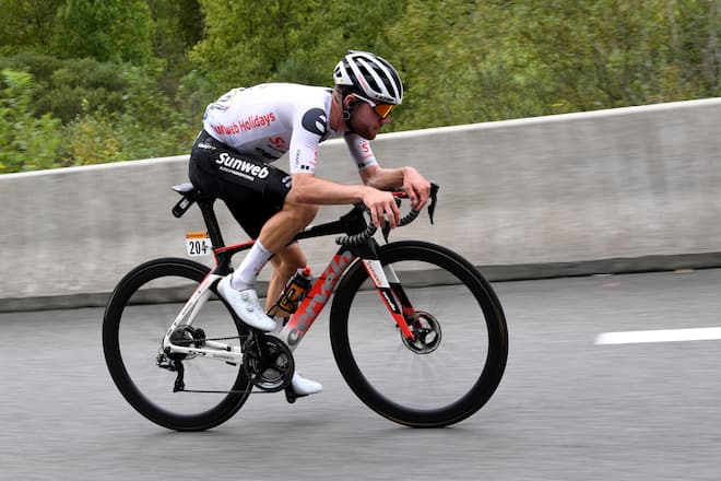 LARUNS, FRANCE - SEPTEMBER 06: Marc Hirschi of Switzerland and Team Sunweb / Breakaway / during the 107th Tour de France 2020, Stage 9 a 153km stage from Pau to Laruns 495m / #TDF2020 / @LeTour / on September 06, 2020 in Laruns, France. (Photo by Tim de Waele/Getty Images)