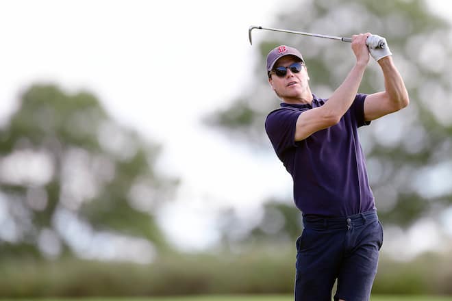 Prinz Daniel (SE), beim jährlichen Victoriagolf Turnier auf dem Ekerum Golfplatz anlässlich des Victoriatags in Borgholm, Öland, Schweden, 13. Juli 2020.