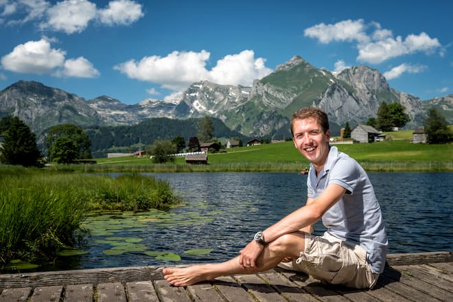 Der Skispringer Simon Ammann zeigt seine Heimat das Toggenburg und die neue Bergstation Chaeserrugg. 10.07.2016 Bild © Remo Naegeli